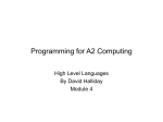 Programming for A2 Computing