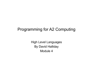 Programming for A2 Computing