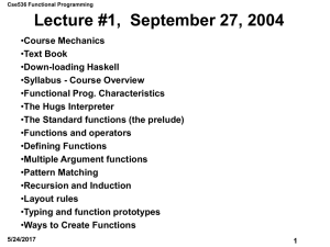 Lecture #1, Sept. 30, 1996
