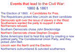 Events that lead to the Civil War: 1860