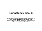 Competency Goal 3: Crisis, Civil War and Reconstruction