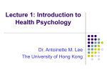 Lecture 1: Introduction to Health Psychology