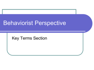 Behaviorist Perspective - West Point Public Schools