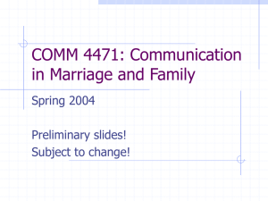 SPCH 4471: Communication in Marriage and Family