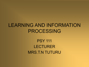 LEARNING AND INFORMATION PROCESSING