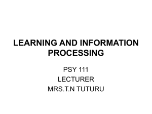 LEARNING AND INFORMATION PROCESSING