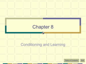Chapter 8: Conditioning and Learning