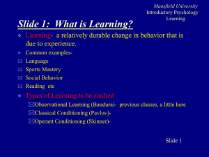 What is Learning? - Mansfield University of Pennsylvania