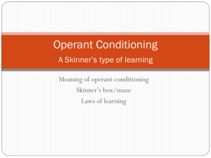 Operant Conditioning A Skinner`s type of learning