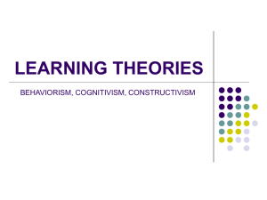 LEARNING THEORIES BEHAVIORISM, COGNITIVISM