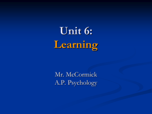 A.P. Psychology 6 (A) - Classical Conditioning