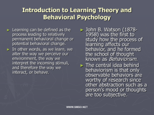 Introduction to Learning Theory and Behavioral Psychology
