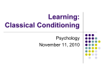 Learning - Classical Conditioning