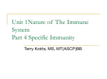 Nature of The Immune System Specific Immunity
