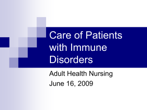 Care of Patients with Immune Disorders
