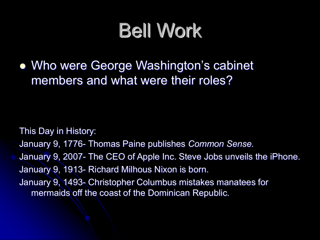 Bell Work Central Magnet School