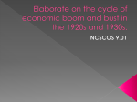 Elaborate on the cycle of economic boom and bust in the 1920s and