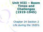 Section 2- Life during the 1920`s - Waverly