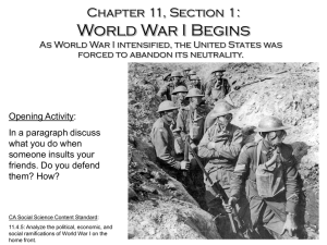 Chapter 11, Section 1: World War I Begins