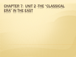 Chapter 7: The *Classical Era* In the East