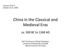 16 & 17 Lectures HIST 101 China - Learning