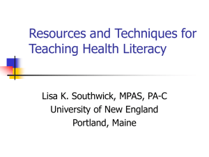 Resources and Techniques for Teaching Health Literacy