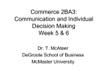 Commerce 2BA3: Communication and Individual Decision Making