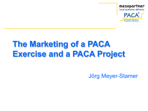 The Marketing of a PACA Exercise and a PACA Project - PACA