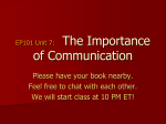 EP101 Unit 7: The Importance of Communication