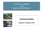 Communication - Craig W. Fontaine, Ph.D.
