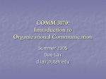 COMM 3170: Introduction to Organizational Communication