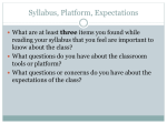 Syllabus, Platform, Expectations