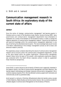 Communication management research in South Africa: An exploratory study of the