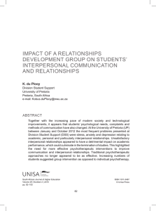 IMPACt oF A ReLAtIonsHIPs DeVeLoPMent GRouP on stuDents’ InteRPeRsonAL CoMMunICAtIon AnD ReLAtIonsHIPs