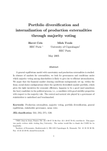 Portfolio diversification and internalization of production externalities through majority voting Hervé Crès