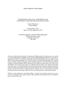 NBER WORKING PAPER SERIES THE INDUSTRY LIFE CYCLE, ACQUISITIONS AND