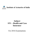 Subject ST1 – Health and Care Insurance