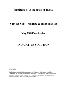 Institute of Actuaries of India  INDICATIVE SOLUTION