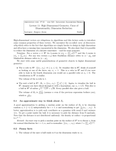 Lecture 11: High Dimensional Geometry, Curse of Dimensionality, Dimension Reduction