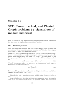SVD, Power method, and Planted Graph problems (+ eigenvalues of random matrices)