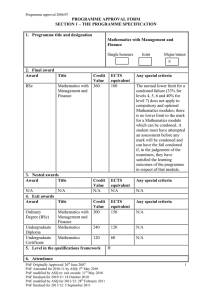 PROGRAMME APPROVAL FORM SECTION 1 – THE PROGRAMME SPECIFICATION