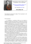 Journ@l Electronique d’Histoire des Probabilités et de la Statistique Probability and Statistics