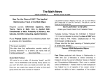 The Math News New For the Class of 2007: The Applied  Mathematics Track of the Math Major