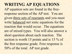 WRITING AP EQUATIONS AP equation sets are found in the