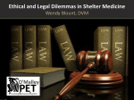 Ethical and Legal Dilemmas in Shelter Medicine Wendy Blount, DVM