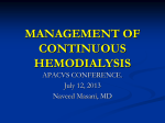 Management of Continuous Hemodialysis