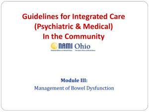 INTEGRATED CARE GUIDELINES FOR MANAGEMENT OF BOWEL DYSFUNCTION