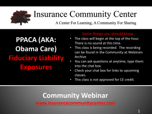 PPACA (AKA: Obama Care) - Insurance Community University
