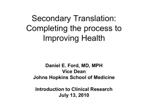 Secondary Translation: Completing the process to improving