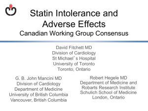 2012 Dyslipidemia Guidelines: Statin Intolerance and Adverse Effects